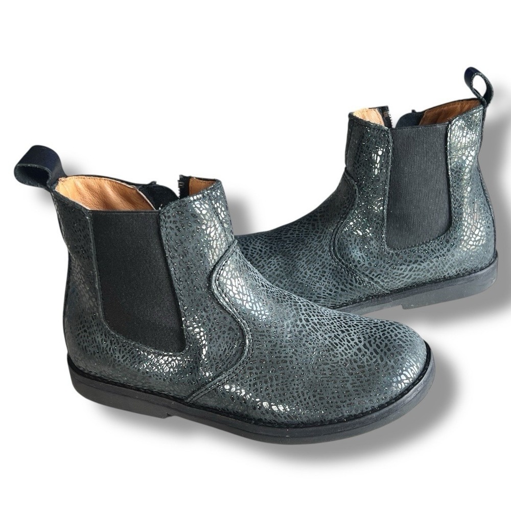 Froddo Girls Black Metallic Nubuck Leather Snake Print Ankle‎ Boots EU31,US13